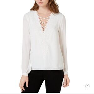 NWT Leyden Womens Lace-Trim Pullover
Blouse, white, Long Sleeves Lined Size XL